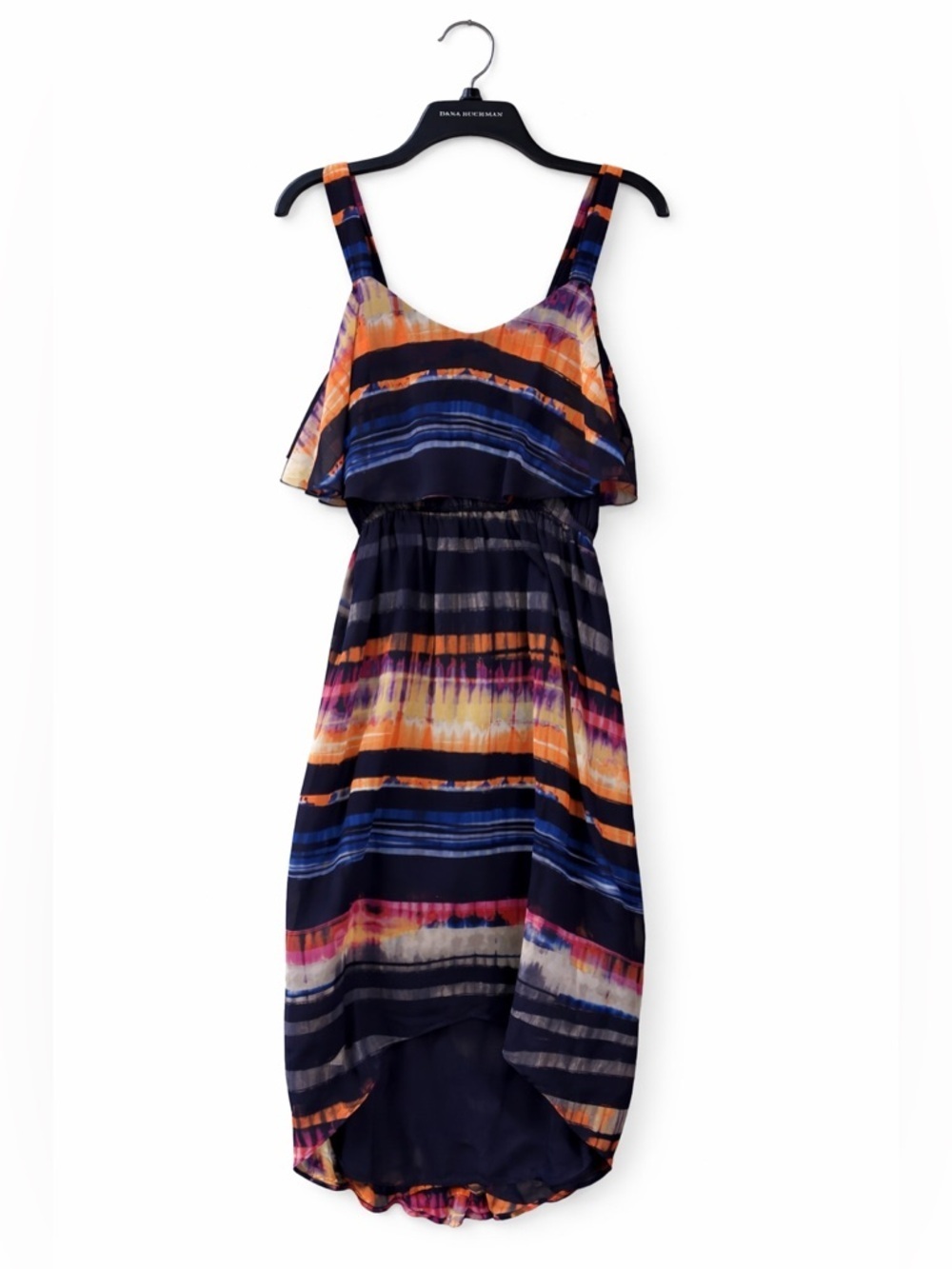 Black Rainn Watercolor Stripe High Low Dress Women’s Medium Flowy Summer
